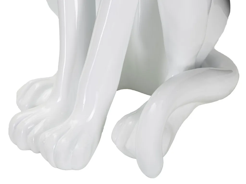 Statue Léopard Assis Blanc Décoration Intérieure Chic - 74 cm Hauteur - 5