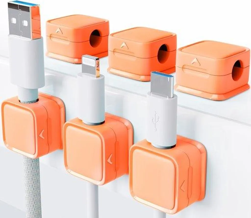 Guide câble magnétique pour bureau et nuit, lot de 6 attaches câbles