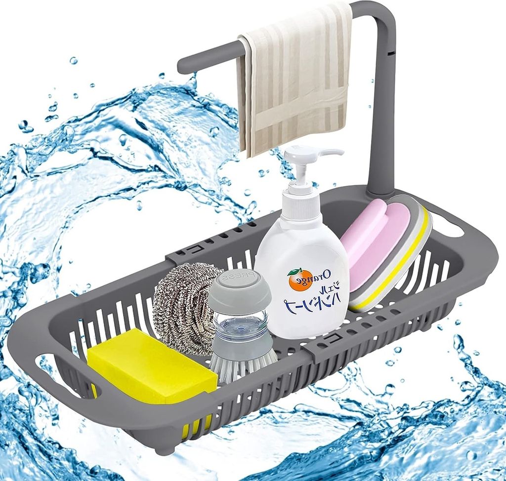 Spülenorganisator, verstellbarer Abtropfkorb für Spüle, erweiterbares Aufbewahrungregal für Küchenutensilien, ideal für Küche und Badezimmer...