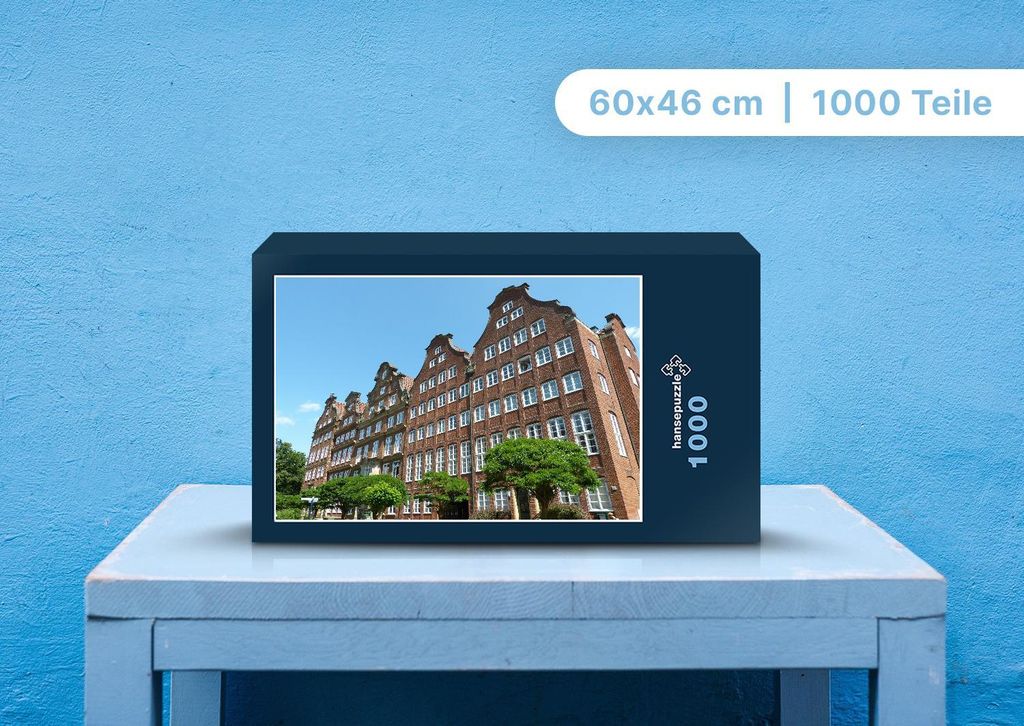hansepuzzle 108445 - Hamburg Puzzle, 1000 Teile, Gebäude, 60,0 x 46,0cm mit hochwertiger Aufbewahrung, Kartonbox und wiederverschließbarem Beutel