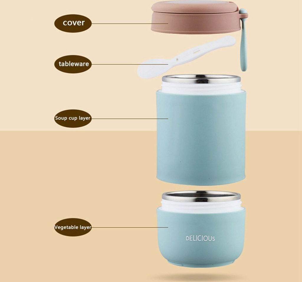 800 ml Müslibecher To Go, Lunchpot aus Edelstahl, Produktbild 2
