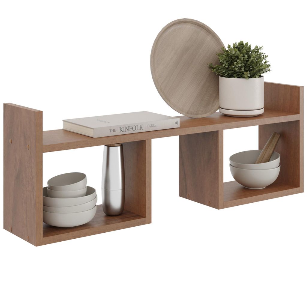 Wandregal Nussbaum – Modernes Hängeregal im Loft-Stil, Bücherregal für Wohnzimmer, Schlafzimmer und Büro