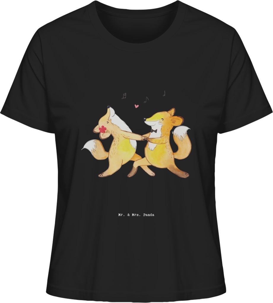 Mr. & Mrs. Panda Damen Basic T-Shirt Füchse Salsa tanzen Größe S - Schwarz - Geschenk, Baumwollshirt, Oberteil, Tanzschule, Sommershirt, Shirt M...