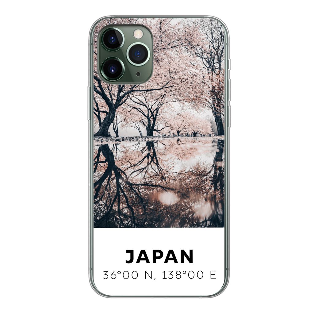 MuchoWow Handyhülle Schutzhülle Hülle für iPhone 11 Pro Japan - Sakura - Frühling - Rosa Silikon Softcase Handy Hülle - Handy