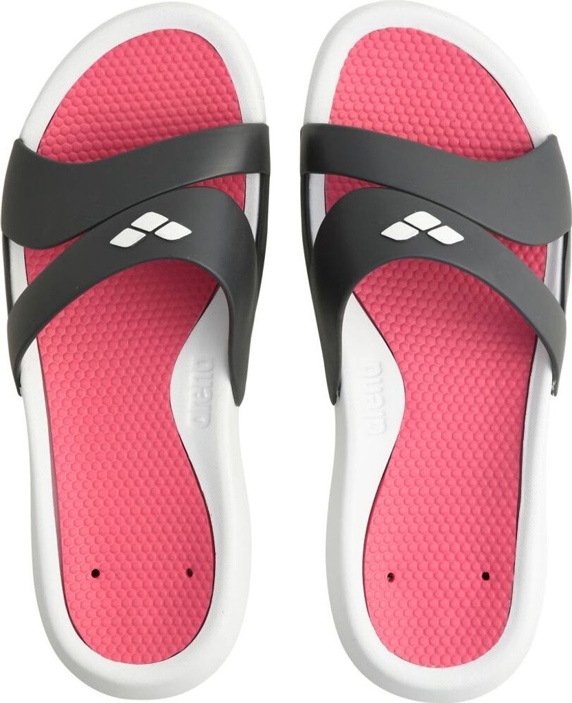 Arena Damen Badeschlappen Badepantoletten Poolsandalen Nina Badeschuhe, Farbe:Weiß, Artikel:-104 white / dark grey / magenta, Schuhgröße:EUR 37