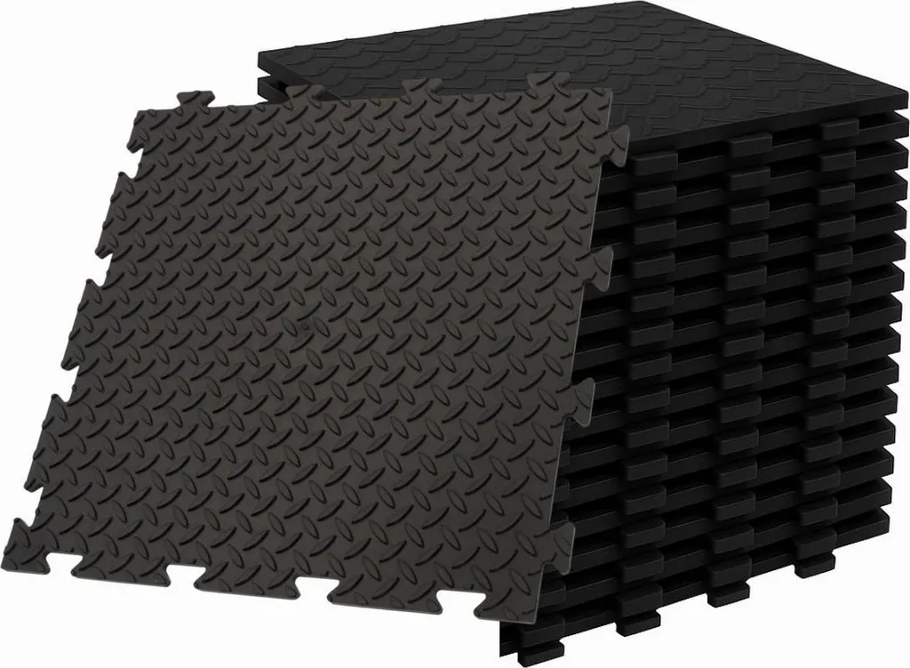 Dalles de Sol PVC Clipsables 50x50 cm Noires Antidérapantes pour Garage