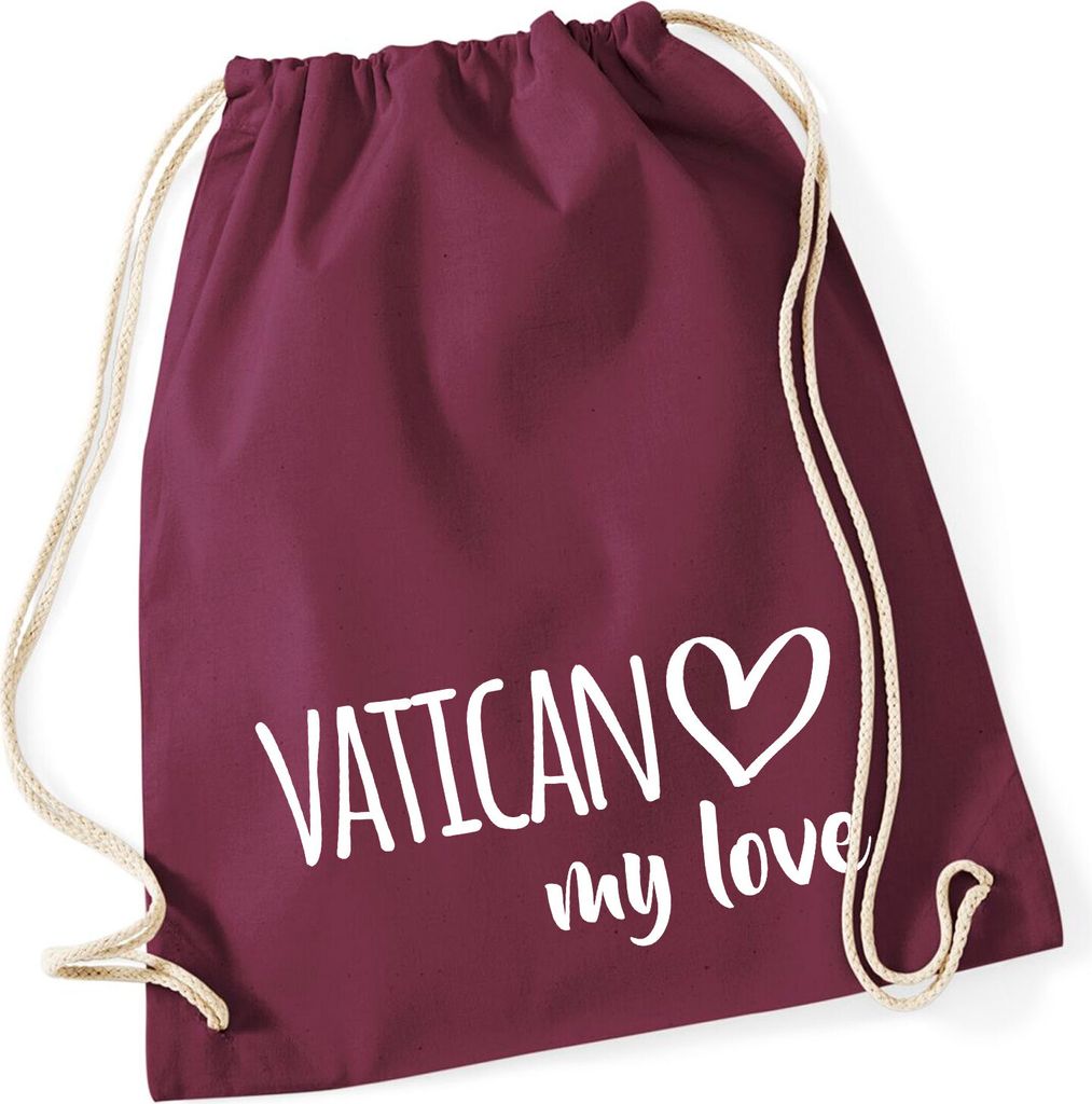 Huuraa Turnbeutel Vatican my love 12 Liter Burgundy Baumwolle Rucksack Geschenkidee
