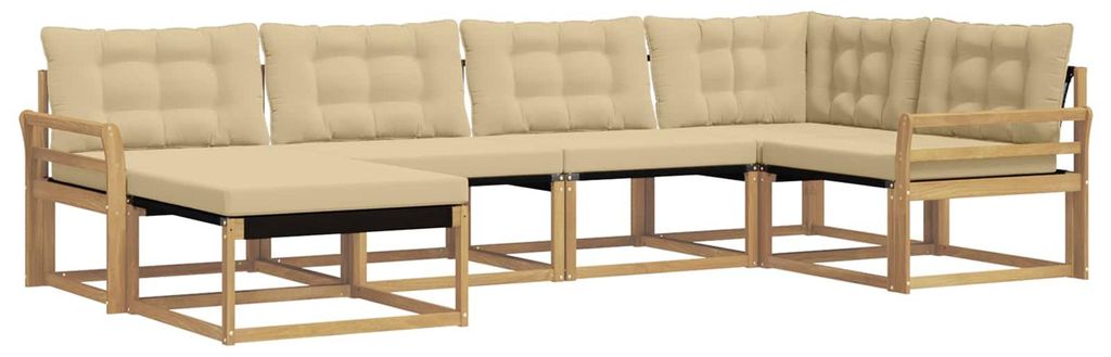 vidaXL Outdoor-Sofagarnitur mit Kissen 6 pcs Weiß und Beige