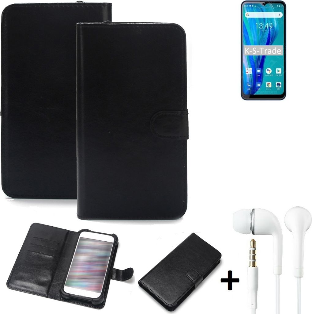 K-S-Trade Wallet Case Handyhülle kompatibel mit Oukitel C23 Pro Schutzhülle Flip cover Flipstyle Tasche Hülle Flipcover Slim Bumper schwarz + in