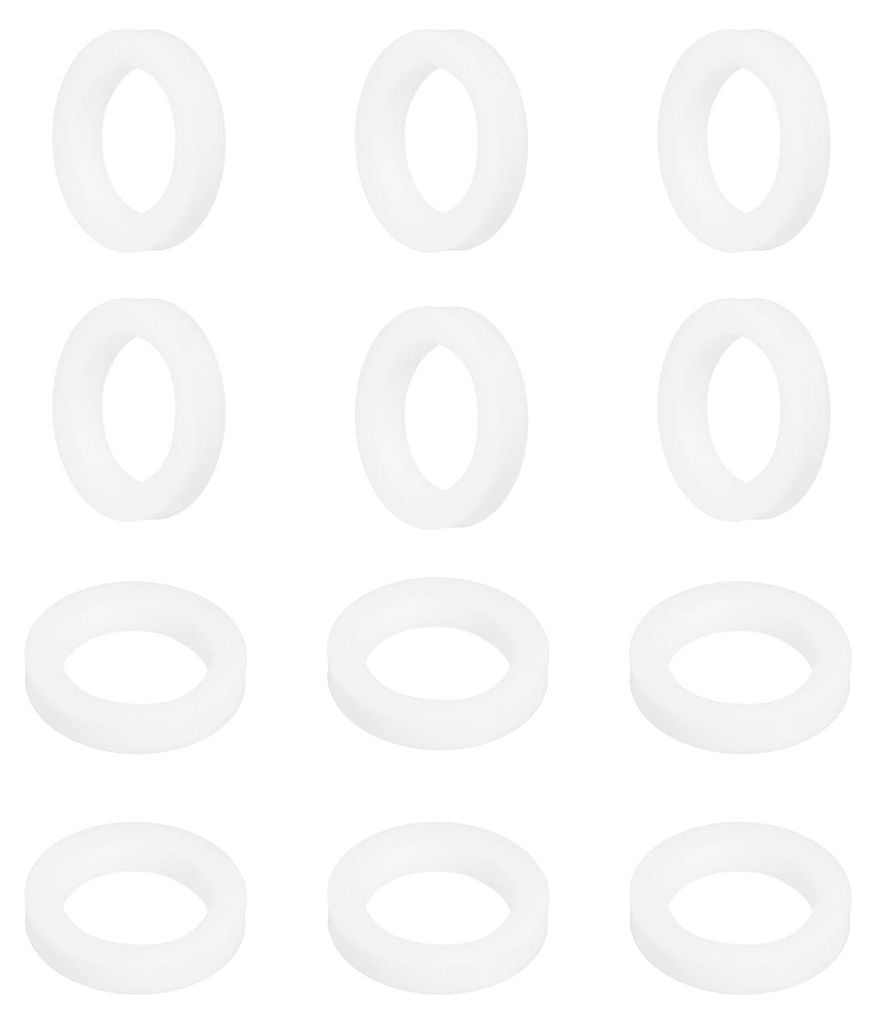 12 Kunststoffringe M12 x 18 x 3 mm, runde, flache PTFE-Dichtungsringe, Ringset für Schrauben, Bolzen, Muttern, Gewindestangen, Griffe, weiß