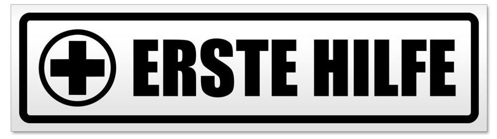Kiwistar - Autoaufkleber - Schwarz - 45 x 12 cm - Erste Hilfe - Hinweis Aufkleber Sticker für Auto, Kfz, Fahrrad, PKW, LKW