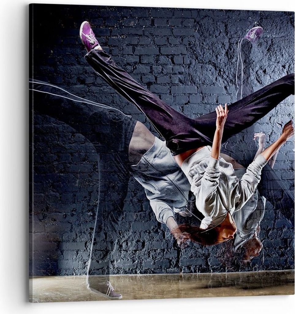 Bild auf Leinwand - Leinwandbild - Tänzer Mode Flip Mädchen - 70x70cm - Wand Bild - Wanddeko - Leinwanddruck - Bilder - Kunstdruck - Wanddekorati...