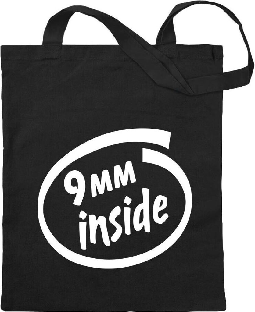 Kiwistar - Baumwolltasche - schwarz - 9 mm inside - Tragetasche Stoffbeutel Umhängetasche langer Henkel