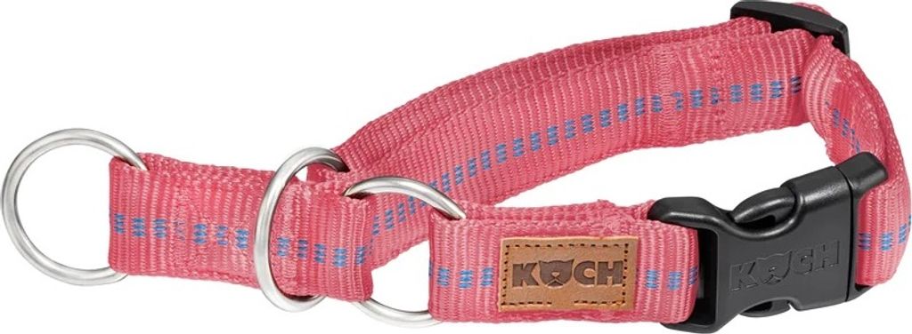 Koch PREMIUM Zugstopp-Halsband gepolstert L 25 mm breit, Halsumfang 40 - 55 cm, Flamingo Pink mit Kennfäden