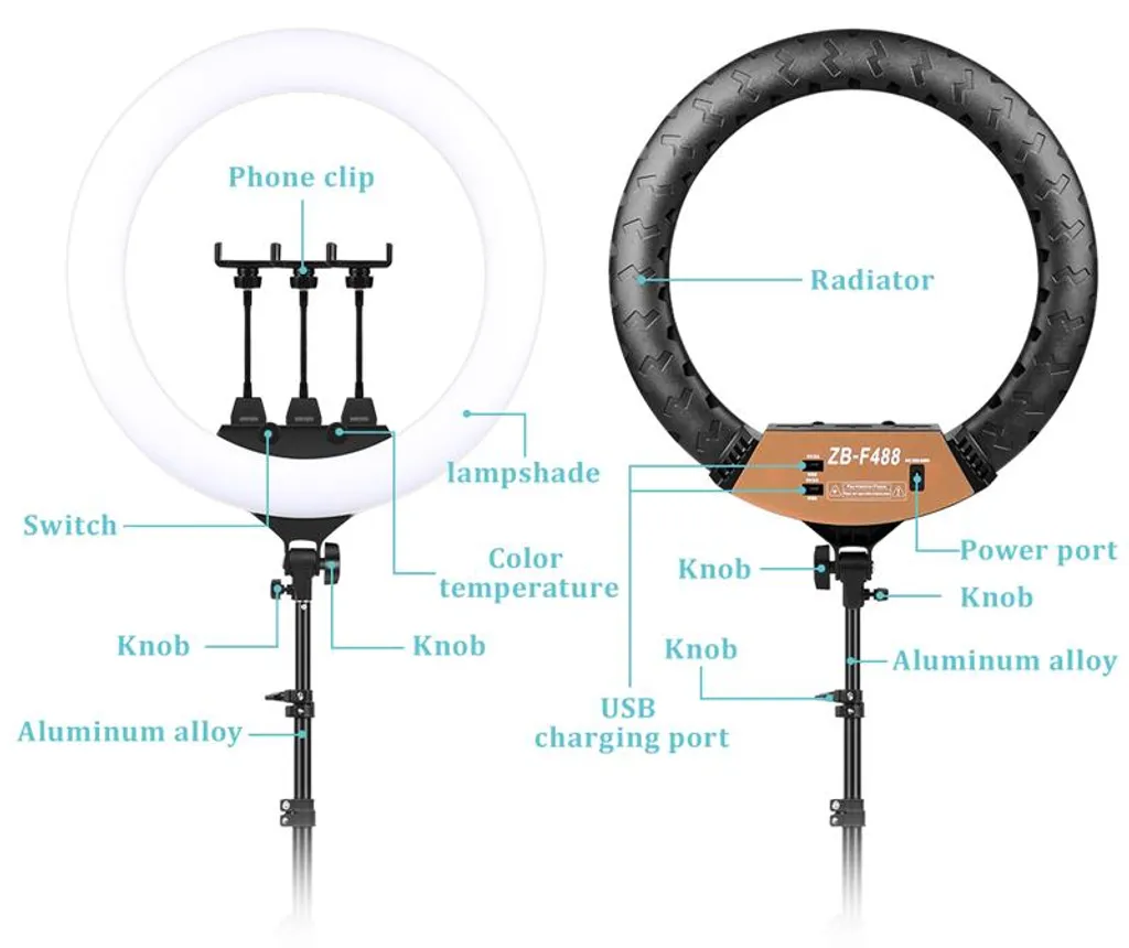 Ring Light LED 22 pouces kit complet pour éclairage studio et vidéo