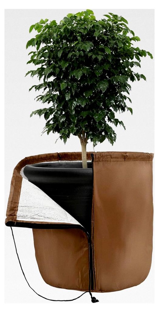 Winterschutz für Kübelpflanzen 45 x 50 cm - Thermo Topfschutz mit Reißverschluss und Kordelzug