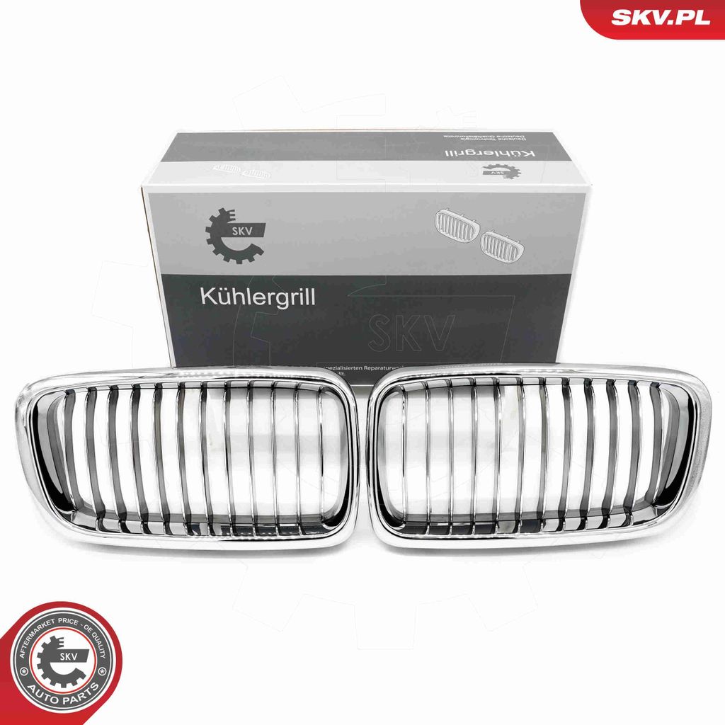 grill BMW komplet L+P, pojedyncza listwa, chrom, BMW 7 E38