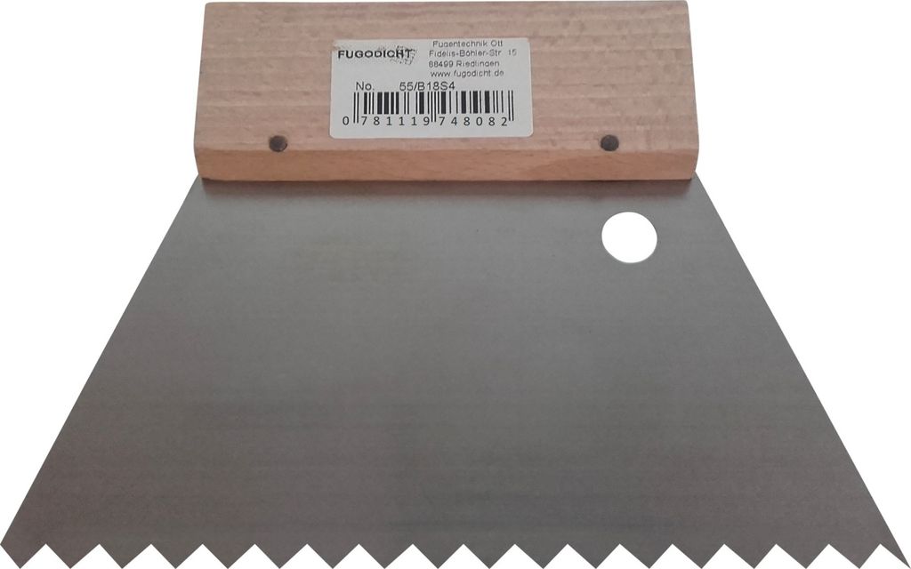 Leim Klebstoff Trapez Zahnspachtel Bodenleger 180mm x 130mm gezahnt S4 (0.2x10.3mm)