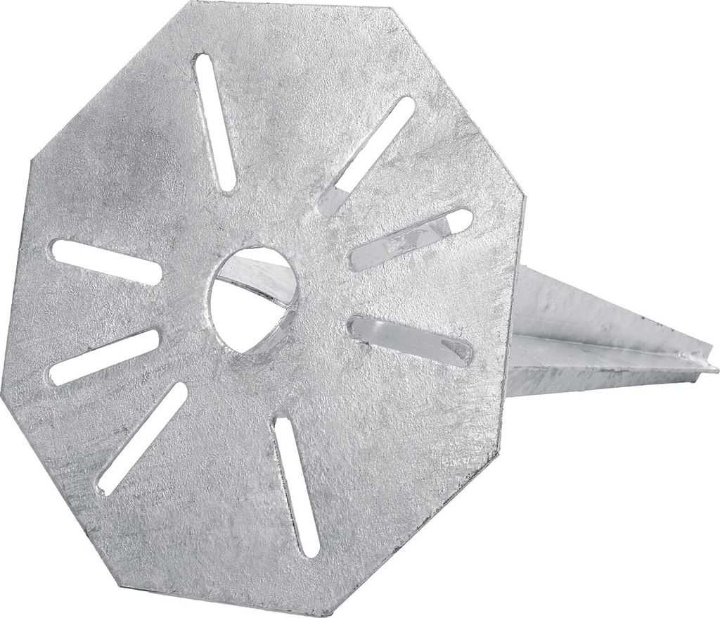 A silver metal anchor base for a garden light, shown against a white background.