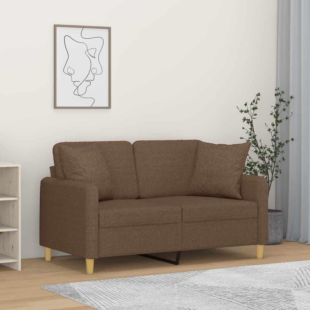 Design 2-Sitzer-Sofa mit Zierkissen Braun 120 cm Stoff - Klassische Sofas 2025 Neu3005378 2parcel