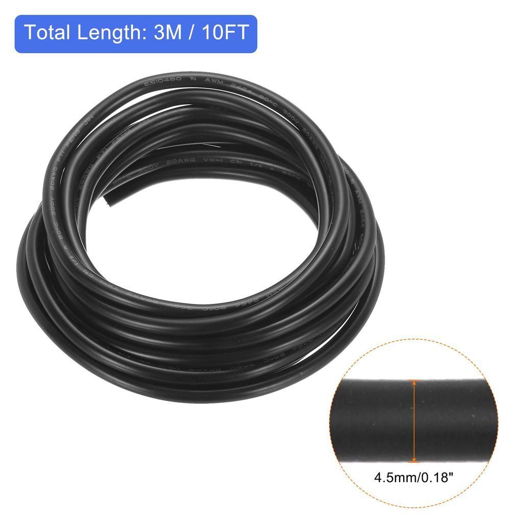 3 Meter 20AWG 0.52mm2 Elektrischer Kabel, 2 adrig 300V Sauerstofffreies Kupfer PVC Flexibel Verl?ngerungskabel fš¹r LED Streifenlicht, Automobil ...