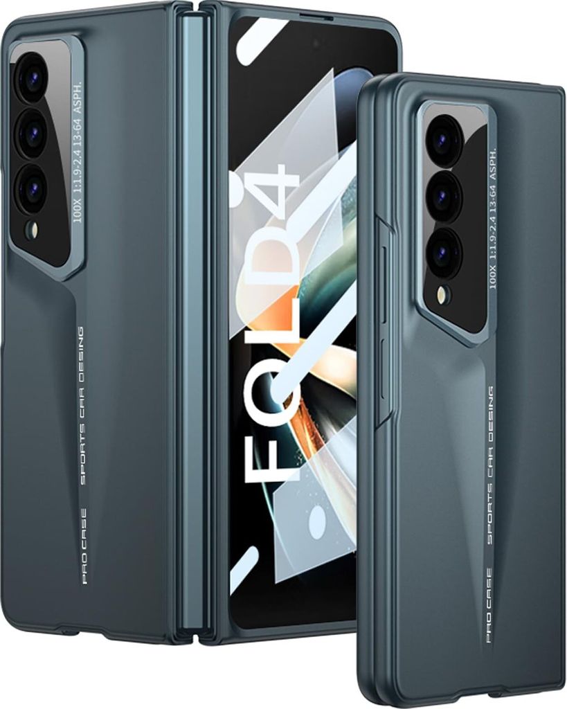 Hundyhülle für Samsung Galaxy Z Fold 4 5G, Eingebautem Bildschirmschutz, Ultradünne Hartes Matt PC Kratzfest Schutzhülle Grün