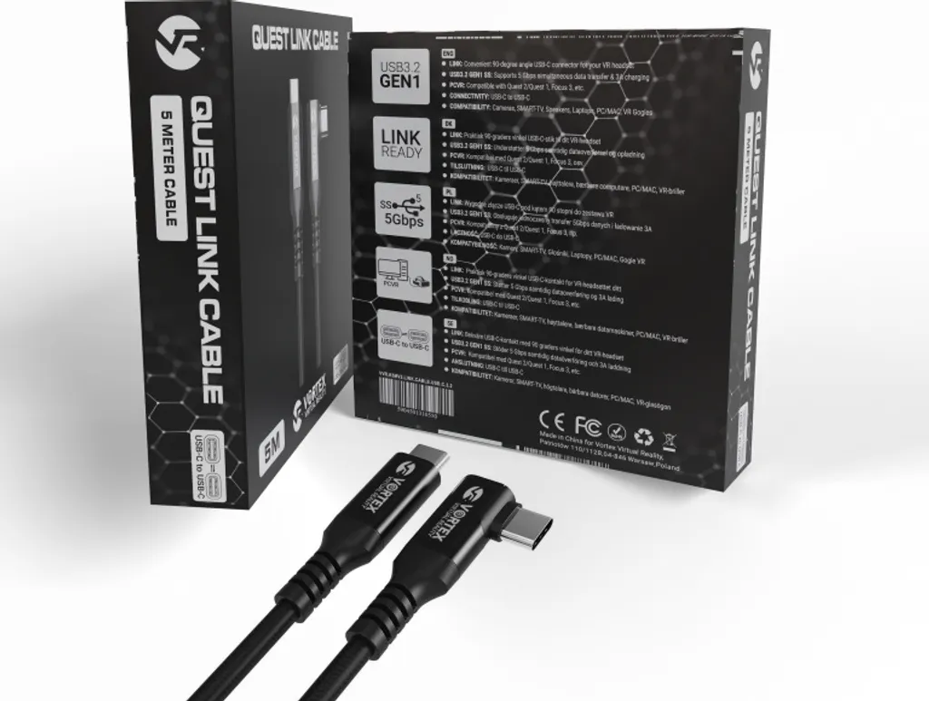 Cavo Meta Quest Link 5m VORTEX VR | USB-C Alta Qualità Quest 3 2 - 6