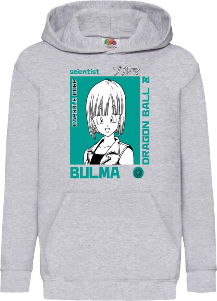 Kinder Kapuzenpullover Dragon Anime Manga Ball Z Bulma 01, 5-6 Jahr - 116 / Grau
