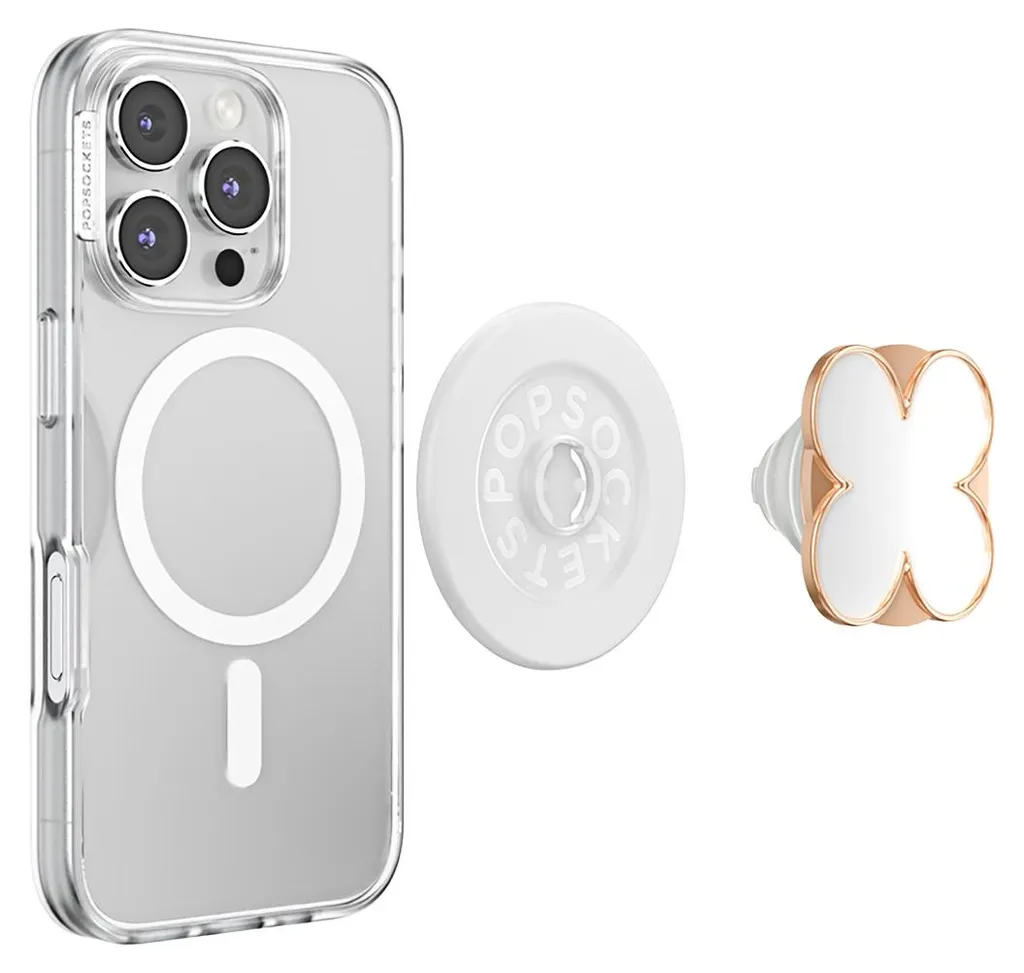 PopSockets PopGrip Premium Enamel Clover - Support de téléphone or rose