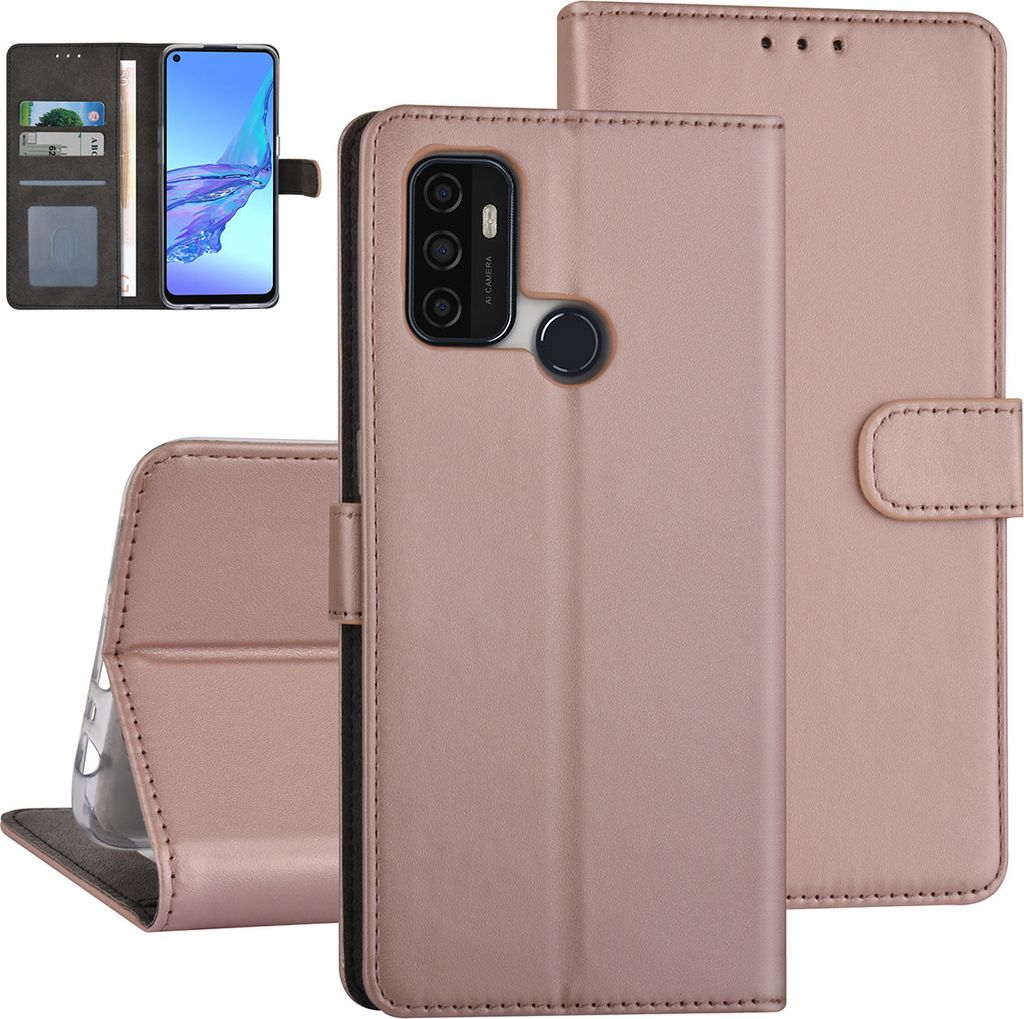 Oppo A53s Book type case - Card holder - Magnetic closure - Rose Gold