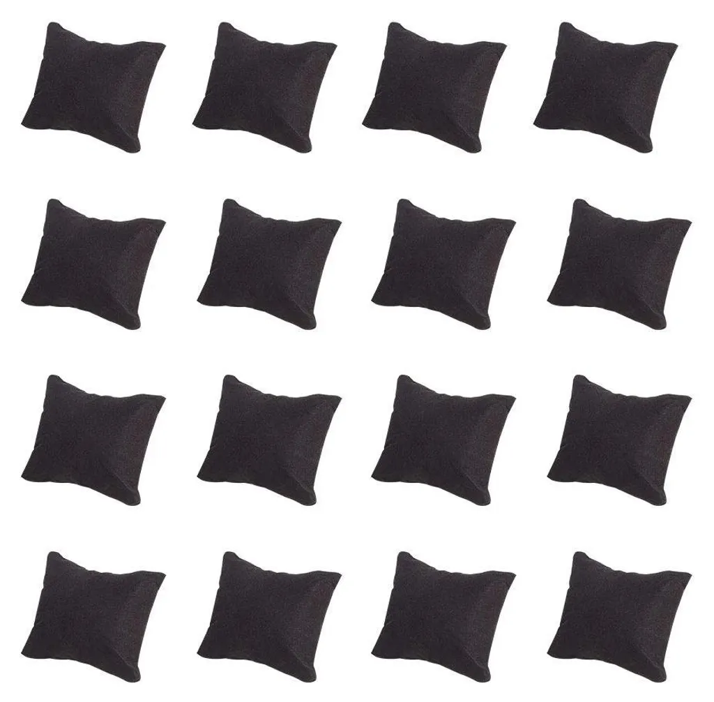 PandaHall Lot de 20 Coussins pour Montres en Velours Noir 7x8 cm