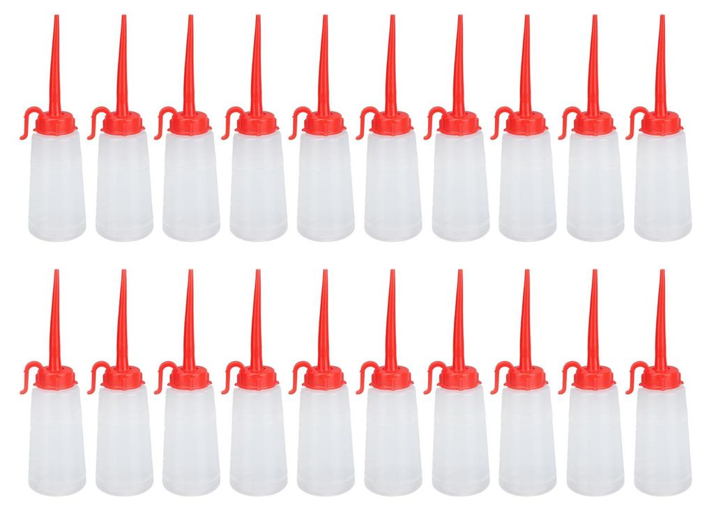 20 Stück Nähmaschinenöler, 160 ml, geruchloser Kunststoff, gut abdichtende Nähmaschinenölflasche mit langem, rotem Ausgießer