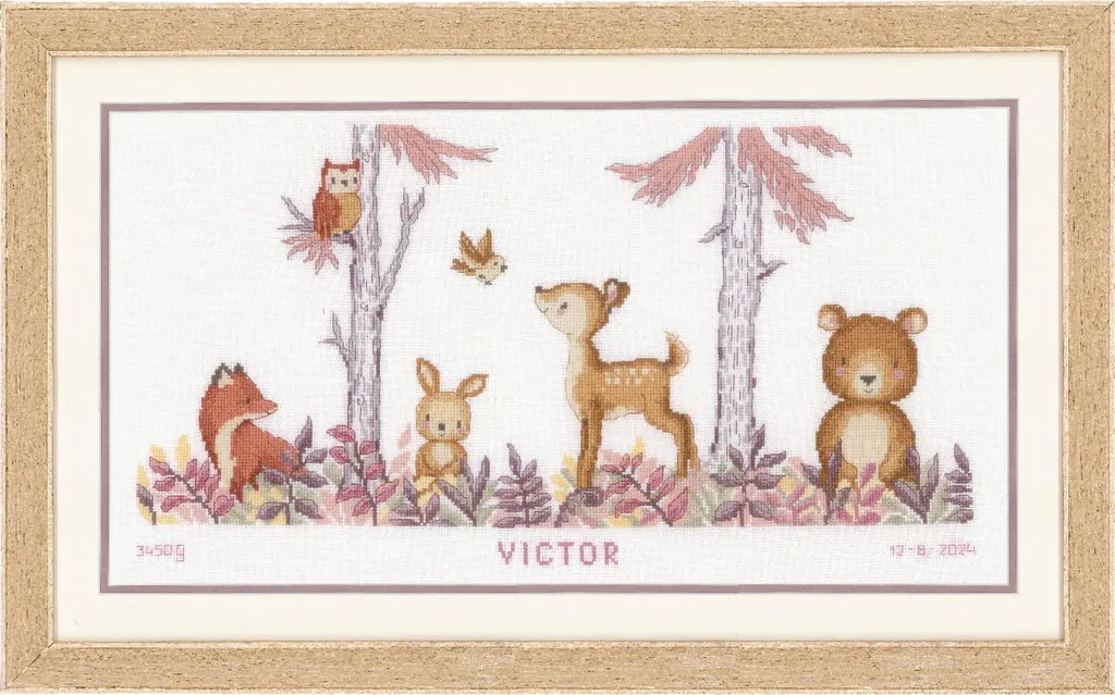 Tableau à broder point de croix compté motif forêt sauvage 53x29 cm