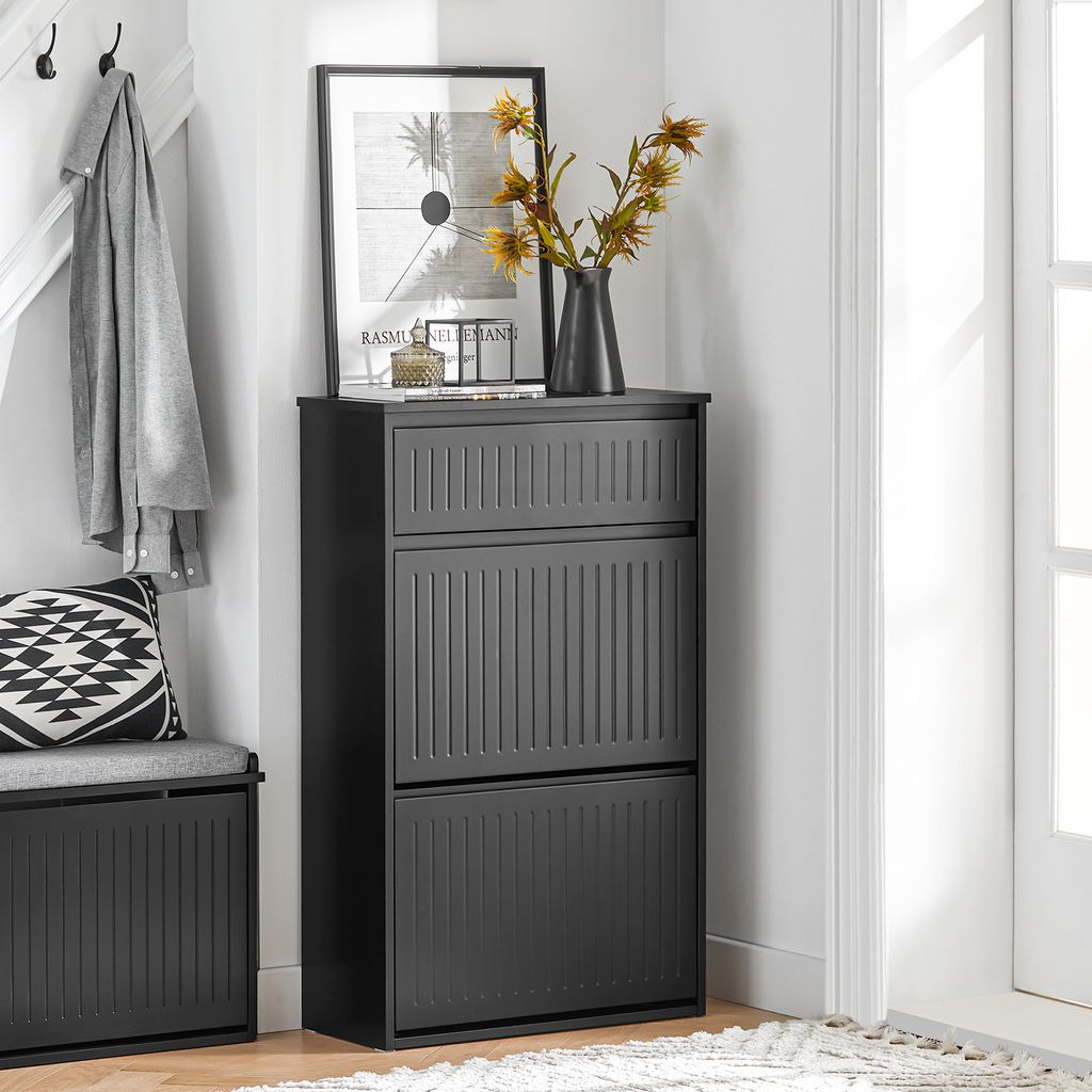 SoBuy Schuhkipper Schwarz 61x101x26cm Schuhschrank