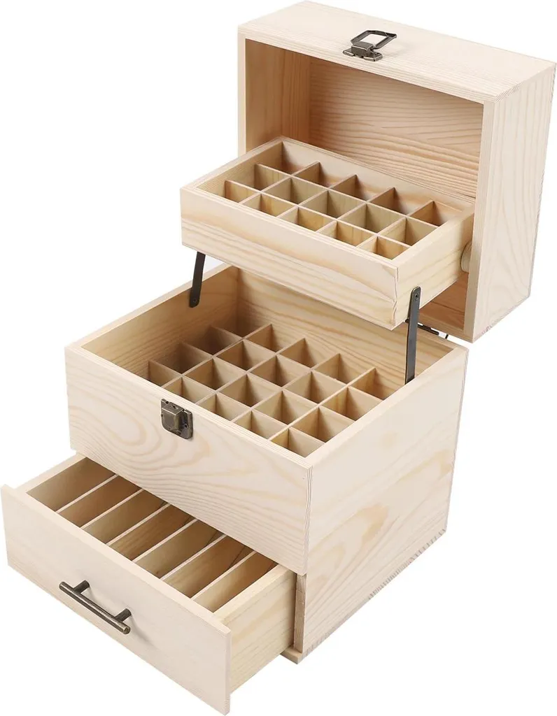Coffret en bois pour huiles essentielles avec 59 emplacements triés