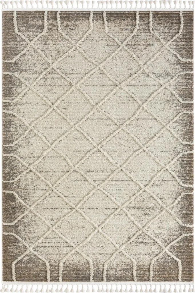 Tapis Enya 1 140x200 cm Beige Clair - Idéal pour Salon et Chambre Zen