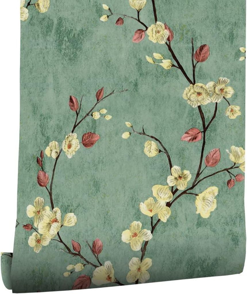 Vintage-Blumentapete 44×1000 cm, wasserfestes PVC, Produktbild 