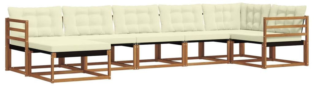 vidaXL Outdoor-Sofagarnitur mit Kissen 7 pcs Natur und Creme