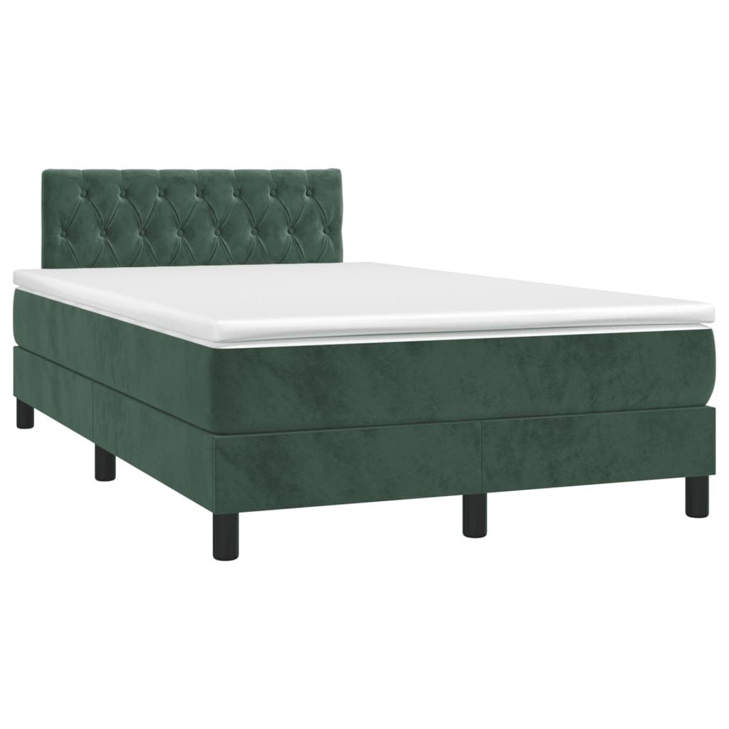 Maison Exclusive - Boxspringbett mit Matratze & LED Dunkelgrün 120x190 cm Samt