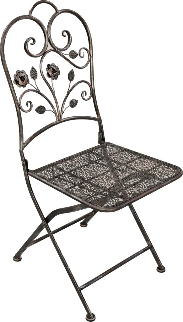 Gartenstuhl 2er Set TILO - Stahl, Bronze | Klappstuhl Wetterfest Gartenstühle Outdoor Balkonstühle mit Stühlen B und Tisch