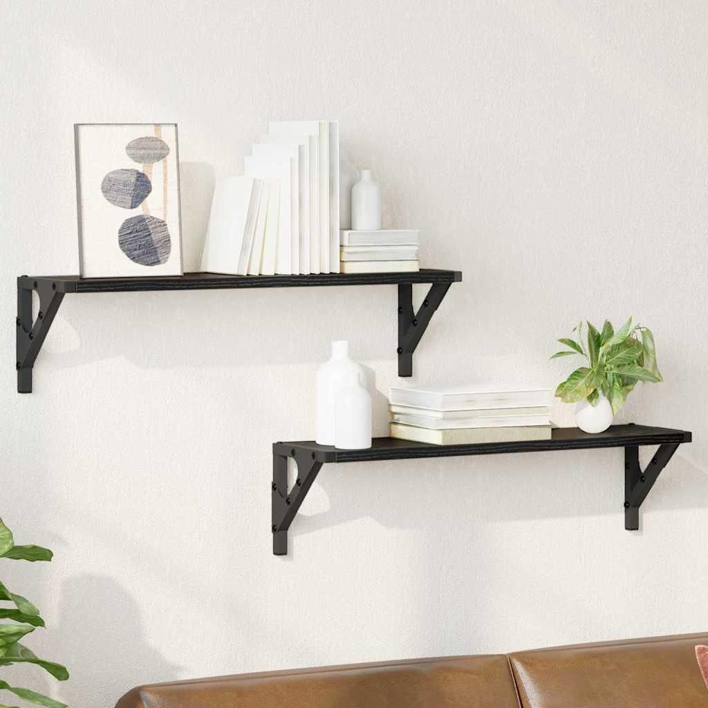 Maison Exclusive - Wandregale 2 pcs Schwarz Eichen-Optik 60 x 15 x 15,5 cm