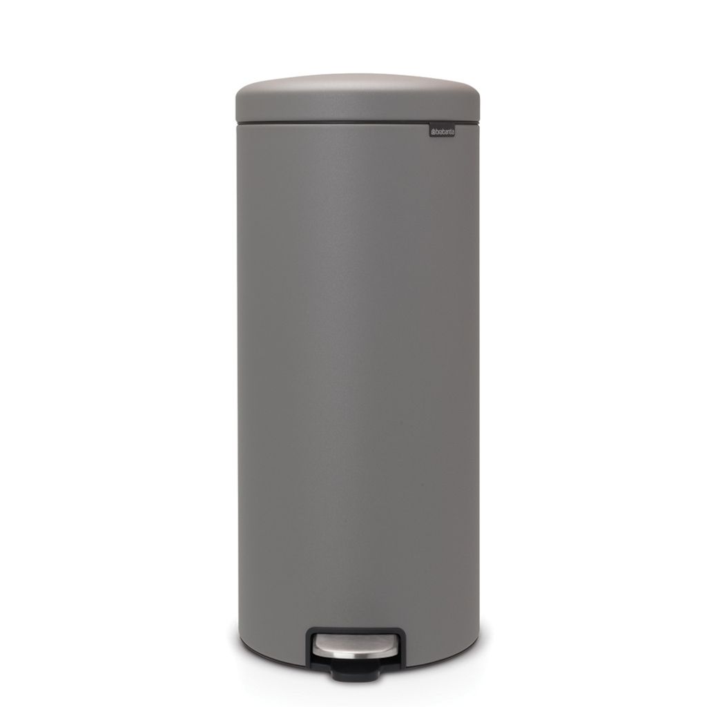 Brabantia Treteimer NewIcon, Abfalleimer, Mülleimer, Abfallbehälter, Stahl, Mineral Concrete Grey, 30 L, 119187