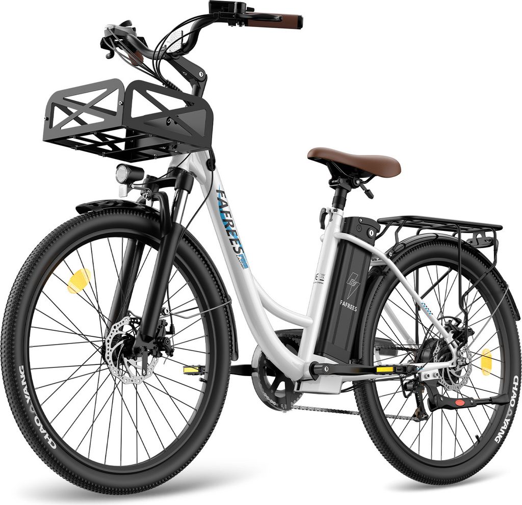 ebike 26 Zoll, e Bike Herren 36V 20.3Ah Akku, Elektrofahrrad 250W 25km/h, City E-Bike Damen Reichweite 80-200km Weiss