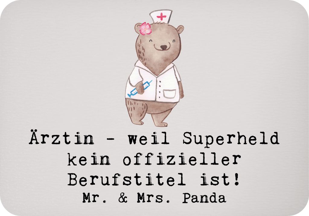 Mr. & Mrs. Panda magnet Ärztin Superheld - Grau Pastell - Geschenk, Wissenschaft, Heilung, Hingabe, Magie, haftmagnet, bildmagnet, Kühlschrankmag...