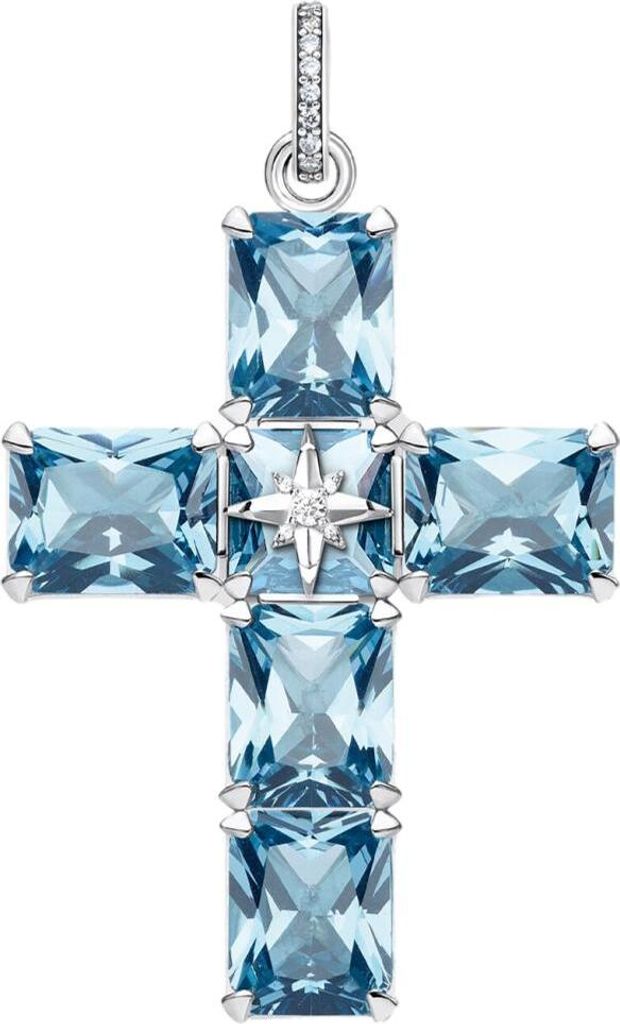 Thomas Sabo Anhänger Kreuz Gr. Bl. Steine M. Stern Pe880-644-1