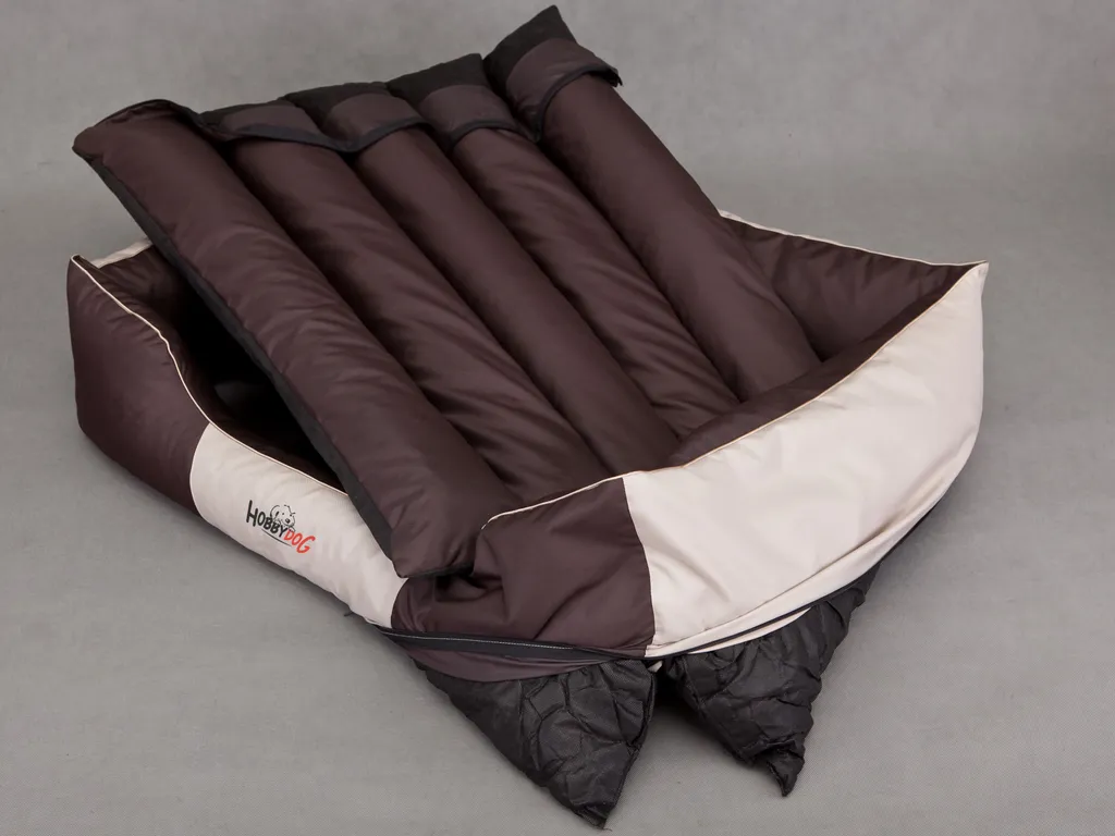 Cuscino per cani Lettino per cani - Sfoderabile - Lavorabile - Comfort - 65 x 50 x 20 cm [Taglia: L] - Marrone con lilla - 6