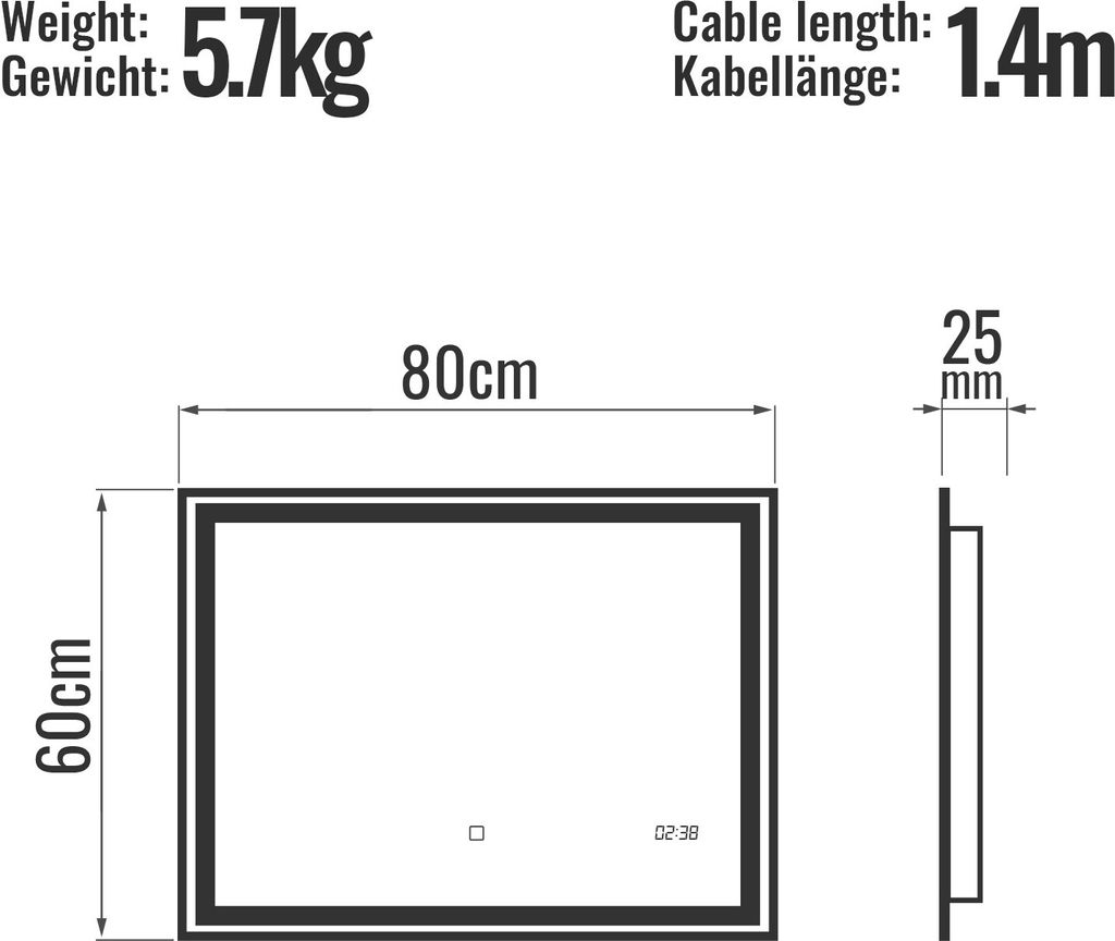 Aquamarin® LED Badspiegel - 80x60 cm, Beschlagfrei, Produktbild 10