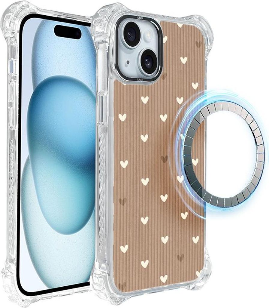 iPhone 15 IBIZU DropGuard Ultra Hülle mit MagSafe, Boho, Powder Hearts