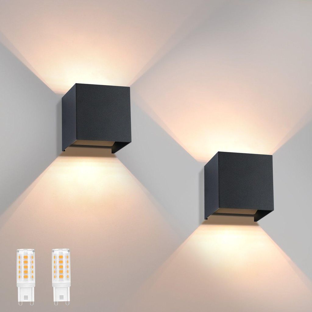 ZMH LED Wandlamp 2 stuks, buiten, zwart, wandlamp met G9 Productafbeelding 