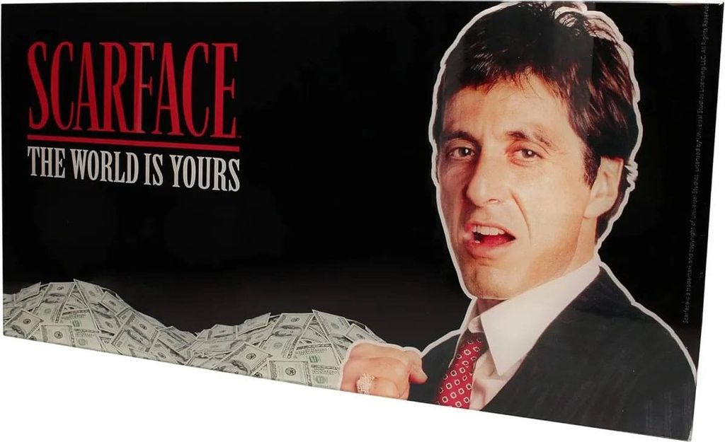 Scarface Glasposter The World Is Yours (Black Background) 60 x 30 cm